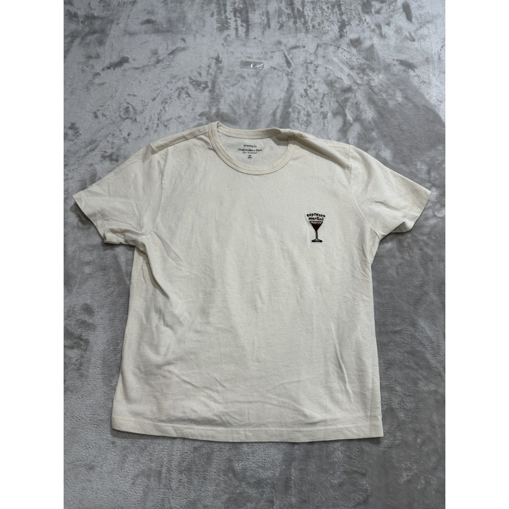 Abercrombie And Fitch T-Shirt Women's Size XS Ivory Espresso Martini EUC
